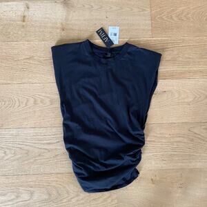 AFRM - Padded Shoulder Ruched Side Sleeveless Tank Top in Black